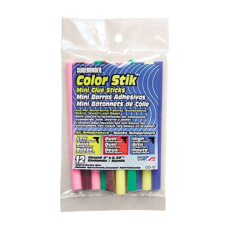 Surebonder Surebonder Color Stik .28 in. D X 4 in. L Mini Glue Sticks Assorted Colors 12 pk CO-12V